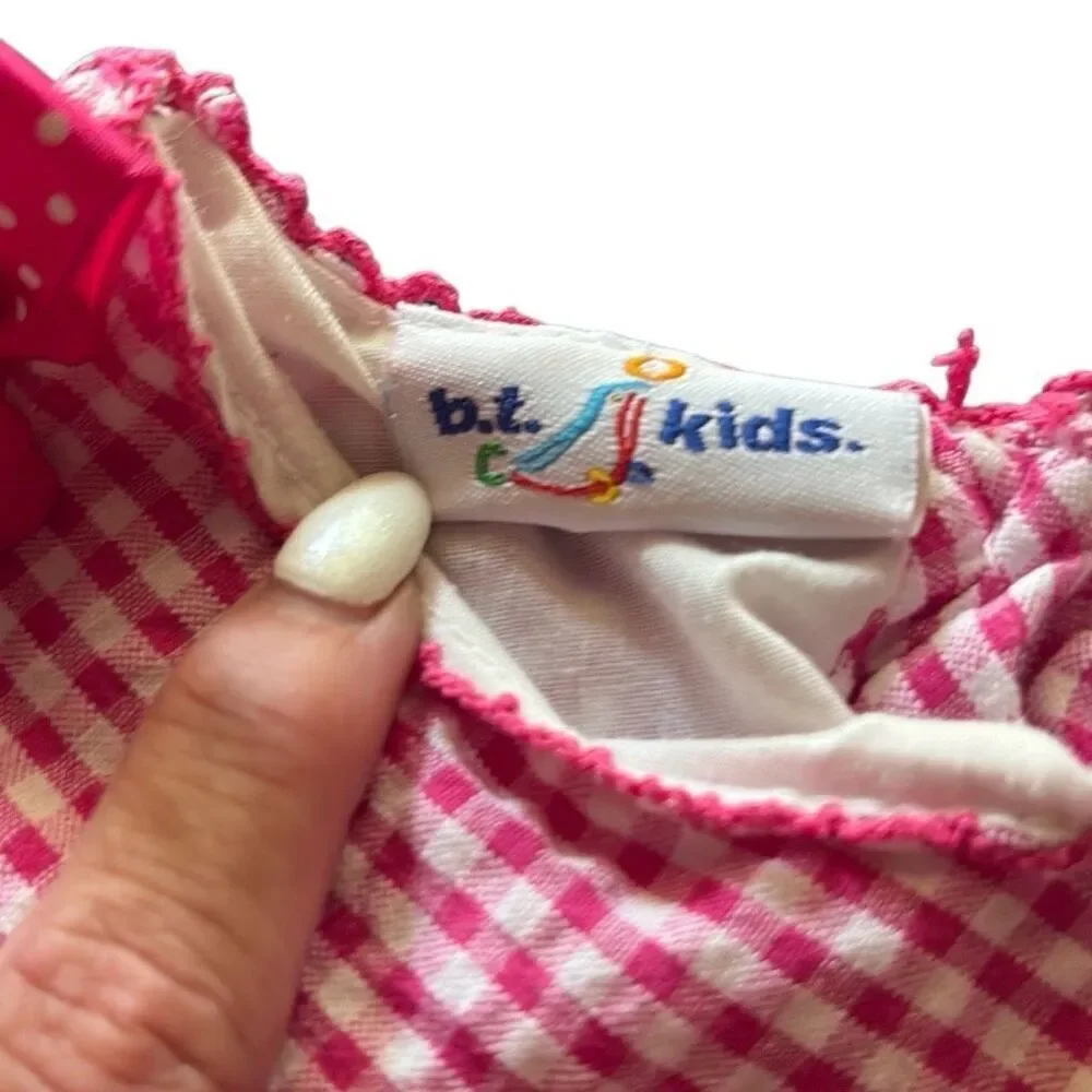 Petit Peony Strawberry Print B.T. Kids Seersucker Embroidered Tier Dress Girls 5